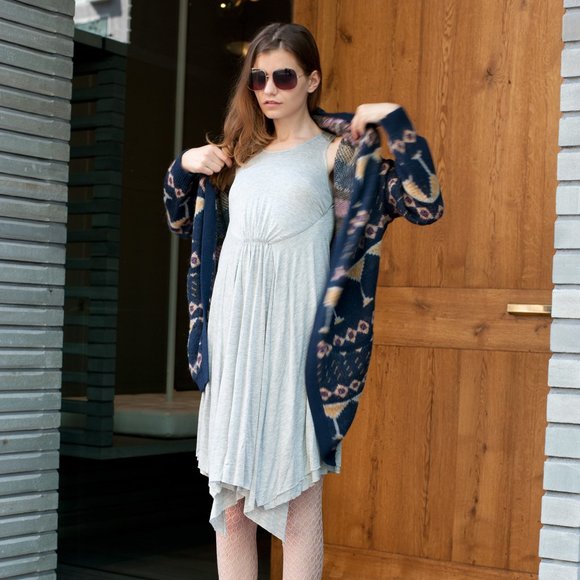 NWT CUT25 BY YIGAL AZROUEL Grey Asymmetrical Drape Sleeveless Dress Size L $295 - Picture 8 of 15